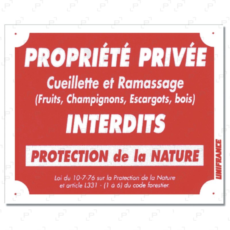 Panneau PROPRIÉTÉ PRIVÉE - CUEILLETTE ET RAMASSAGE INTERDITS rouge