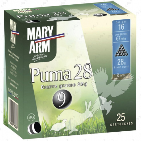 Cartouches à grenailles plombs MARY ARM CAL 16/67 - PUMA 28