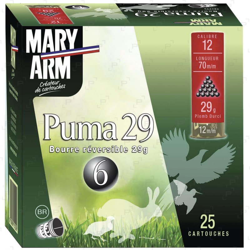 Cartouches à grenailles plombs MARY ARM CAL 12/70 - PUMA 29