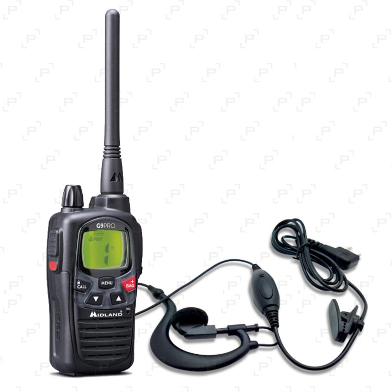 Pack de 2 talkies-walkies MIDLAND G9 PRO noir avec oreillette