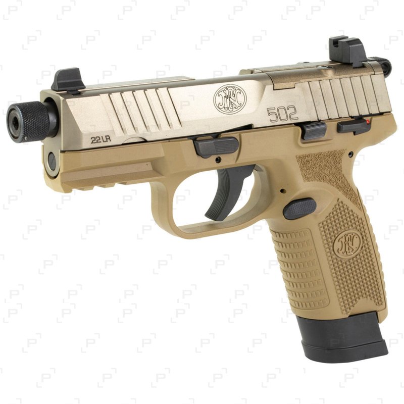 Pistolet semiautomatique à percussion annulaire FN HERSTAL 502 TACTICAL FDE calibre .22 LR