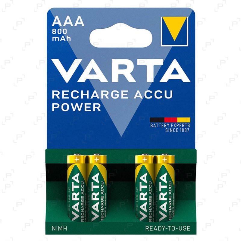 Blister de 4 piles rechargeables VARTA HR03 ACCU POWER 1,5V